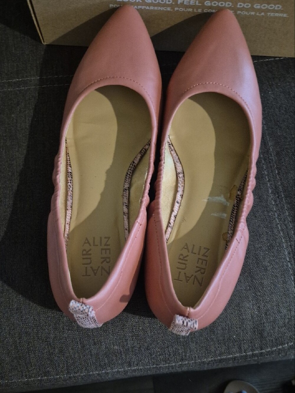 Naturalizer Mauve Leather Pointed-Toe Ballet Flats 9 - Picture 5 of 10
